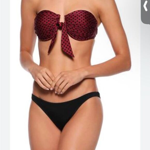 Zimmermann Juno Tie Bandeau Top in Red/
Black Dot 0/XS $231 NWT - Picture 2 of 12